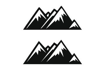 Hand Drawn Mountains Isolated. Vector Illustration Ski Resort Logo. Drawing Camping Element Winter Landscape