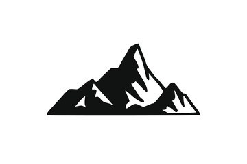 Hand Drawn Mountains Isolated. Vector Illustration Ski Resort Logo. Drawing Camping Element Winter Landscape