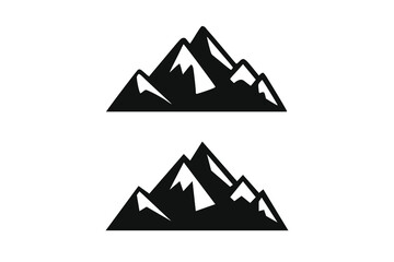 Hand Drawn Mountains Isolated. Vector Illustration Ski Resort Logo. Drawing Camping Element Winter Landscape