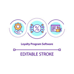 Loyalty program software concept icon. Clients information collection and store abstract idea thin line illustration. Reward program management. Vector isolated outline color drawing. Editable stroke