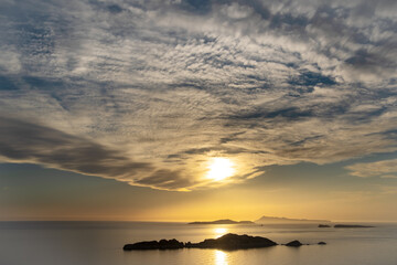Obraz premium Afionas beach in sunset, Corfu island, Greece