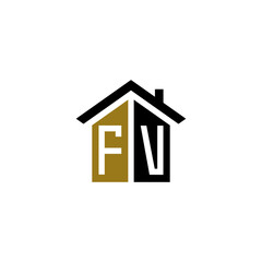 fv initial home logo design vector icon