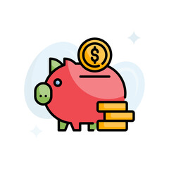 money savings vector filled outline icon style illustration. EPS 10 File