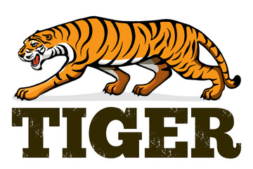 Banner with tiger sketch style vector illustration