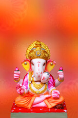 Happy Ganesh Chaturthi Greeting Card design with lord ganesha idol