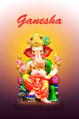 Happy Ganesh Chaturthi Greeting Card design with lord ganesha idol