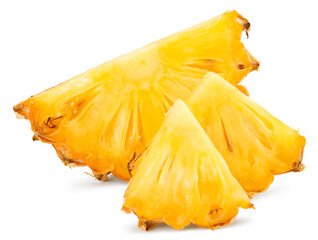 sliced pineapple isolated on white background. exotic fruit. clipping path