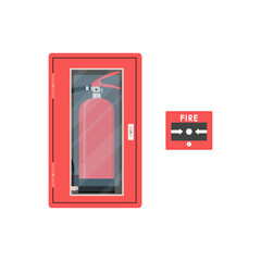 Fire extinguisher and Fire alarm button vector.