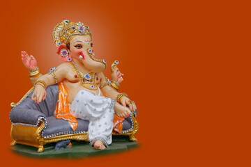 Happy Ganesh Chaturthi Greeting Card design with lord ganesha idol