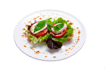 Caprese on a sandwich on a white background