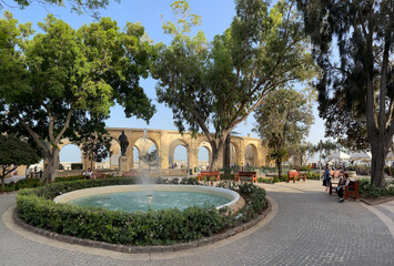 The fountain in the Upper Barrakka Gardens which was  created in 1661 for the Knights of St. John.