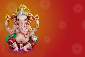 Happy Ganesh Chaturthi Greeting Card design with lord ganesha sclupture