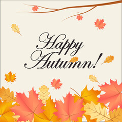 Happy autumn, falling leaves, Autumn seasonal frame background