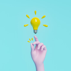 hand with a light bulb. idea concept
