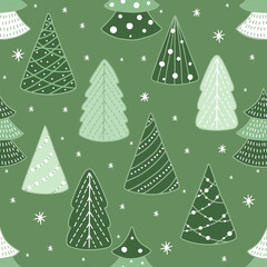 Christmas and Happy New Year seamless pattern with Christmas decorations.