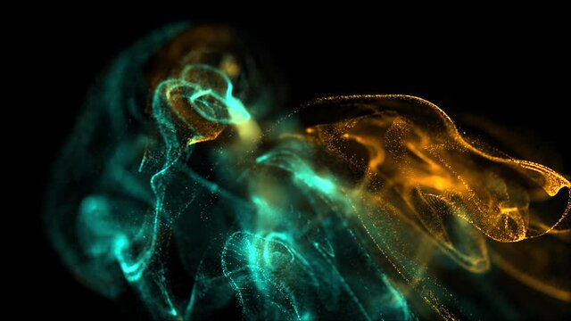 Colorful particles moving in slow motion and explode 4k footage with flares