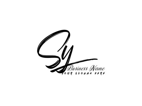 Brush SY Letter Logo, monogram sy signature logo icon vector for business