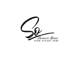 Brush SO Letter Logo, monogram so logo icon vector for business