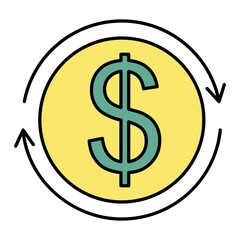 Vector Money Flow Filled Outline Icon Design