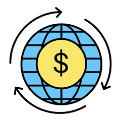 Vector Money Transfer Filled Outline Icon Design