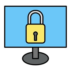 Vector Online Security Filled Outline Icon Design