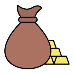 Vector Money bag Filled Outline Icon Design