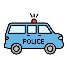 Vector Police van Filled Outline Icon Design