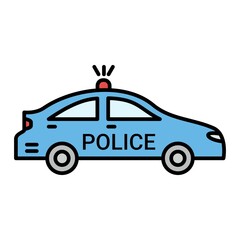 Vector Police car Filled Outline Icon Design