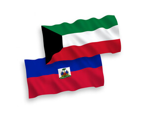 Flags of Republic of Haiti and Kuwait on a white background