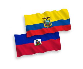 Flags of Republic of Haiti and Ecuador on a white background