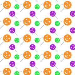 Halloween candy pattern. Cute pattern with colorful elements. Vector background illustration concept.
