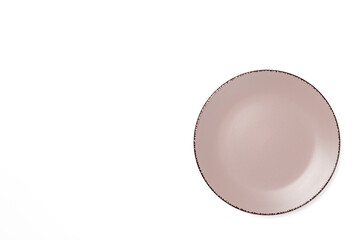 Pink plate on a white background.
