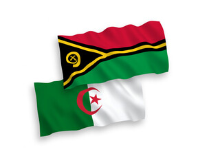 Flags of Republic of Vanuatu and Algeria on a white background