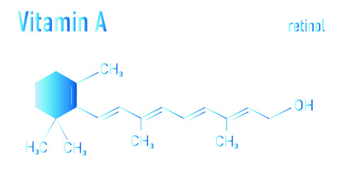 Vitamin A (retinol) molecule. Skeletal formula.