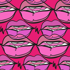 lips mouth teeth vector stained glass style seamless art line pattern
