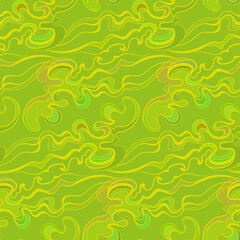 green abstract waves vector stained glass style seamless art line pattern