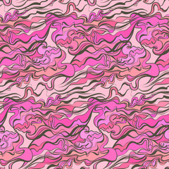 abstract waves vector stained glass style seamless art line pattern