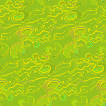 green abstract waves vector stained glass style seamless art line pattern
