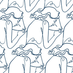 Obraz premium girl face dream vector stained glass style seamless art line pattern