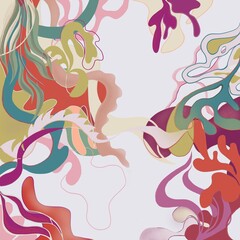 Abstract template with many fancy flowing bright shapes
