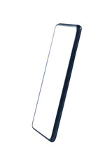 Smartphone is located sideways isolate on a white background