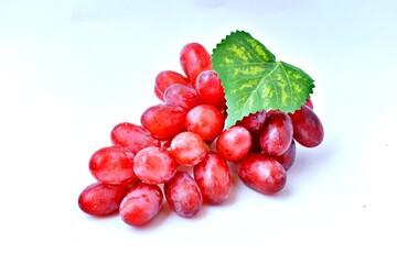 red grapes fruit isolated on white background