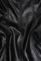 Black leather texture close up