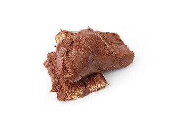 Chocolate row bar  isolated on  white background