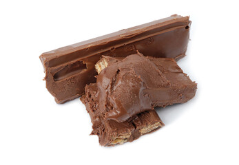 Chocolate row bar  isolated on  white background