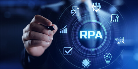 RPA Robotic process automation innovation business technology concept.