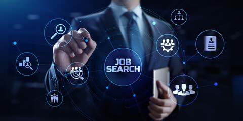 Job Search HR Human resources management concept on screen.