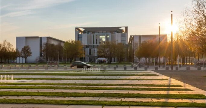 Hyper lapse of the german federal chancellery in central Berlin, Germany