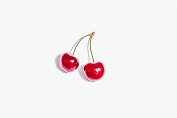 Fresh ripe sweet cherry isolated on white background