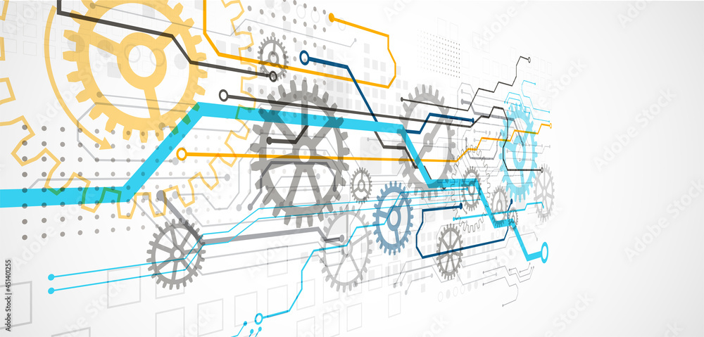Wall mural abstract color vector background on a technological theme is created using many different technical 